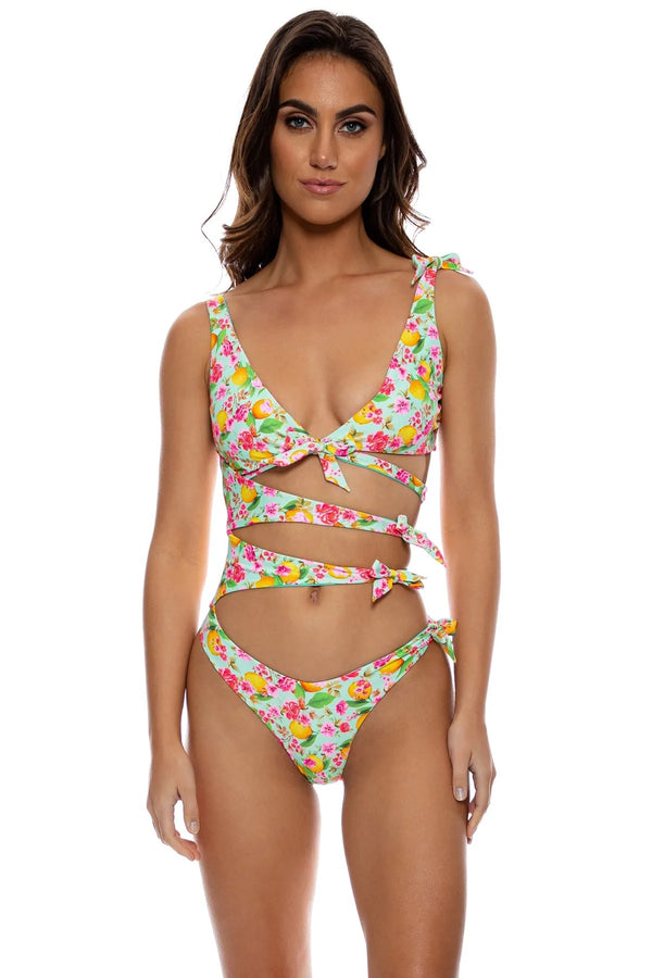 Luli Fama Limoncello Knot Bow Tie Side One Piece